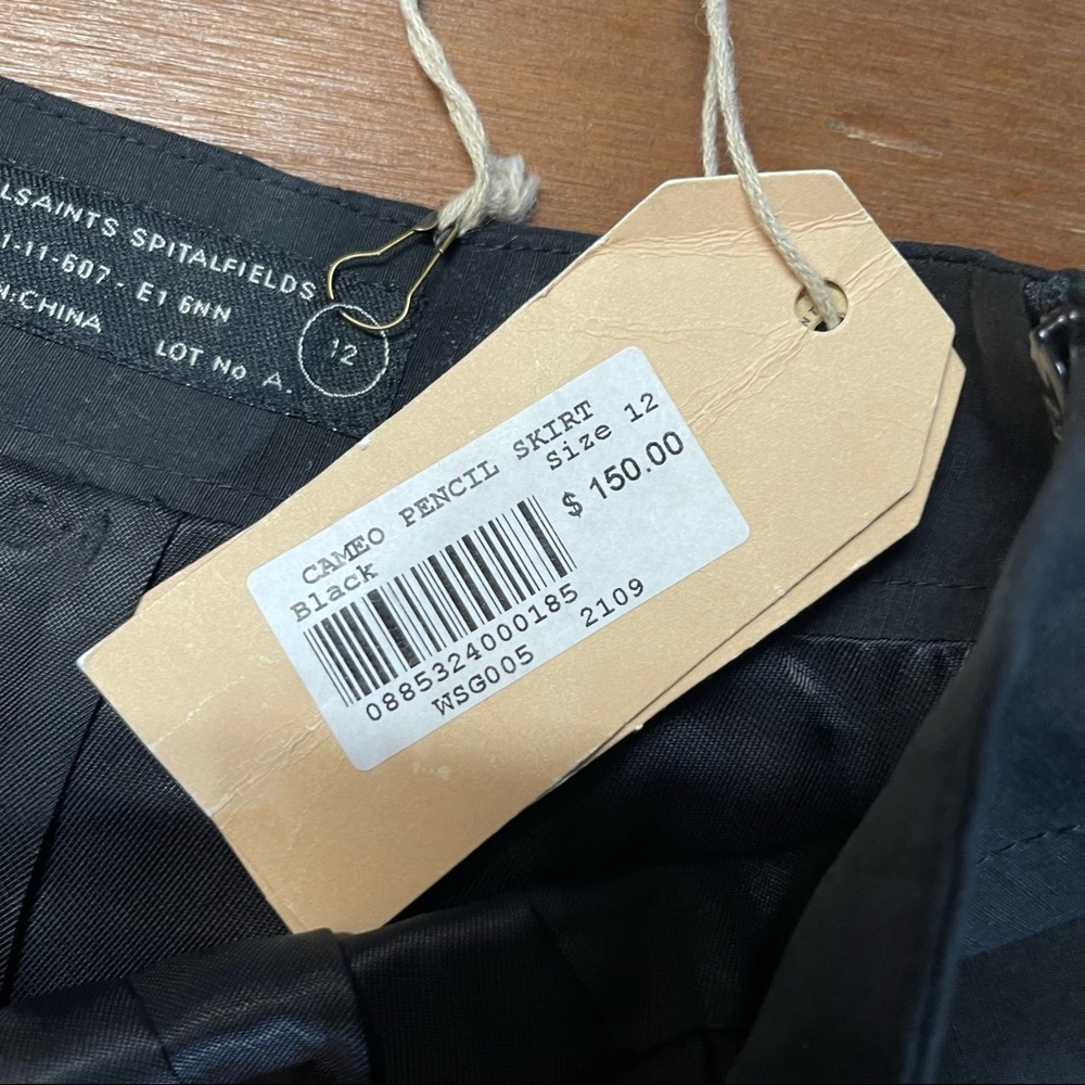 New All Saints Cameo Black Pencil Skirt Cameo 12 - Picture 5 of 7